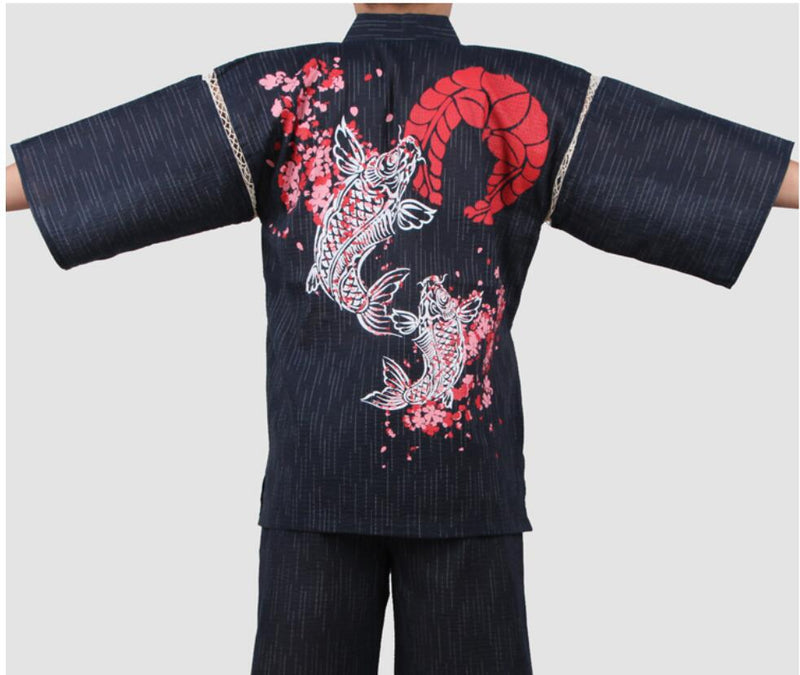 Traditioal Japanese Pajamas Sets Men Yukata Kimono Cotton Male Loose Japan Home Clothing Sleepwear Bathrobe Leisure Wear A52508