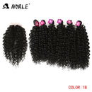 Noble Synthetic Hair Weave 16-20 inch 7Pieces/lot Afro Kinky Curly Hair Bundles With Closure African lace For Women hair Extensi