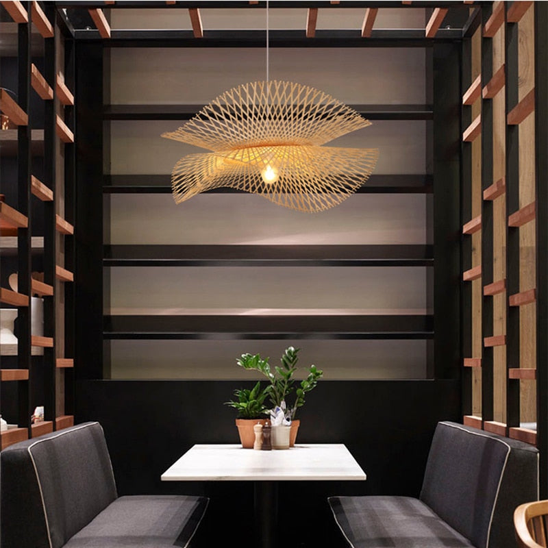 Modern Bamboo Pendant Lights Asian Style Handmade Hanglamp Lighting Kitchen Island Pendant Lamp Restaurant Chandeliers Luminaire