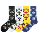 Feliz divertido Unisex pintura UFO astronauta espacio exterior cohete Star War hombres tripulación calcetines Streetwear algodón hombre monopatín vestido