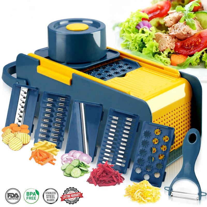 Konco Multi-functional Vegetable Fruits Tool Potato Masher ricer Vegetable Mandoline slicer Peeler Cutter Carrot Shredder Grater