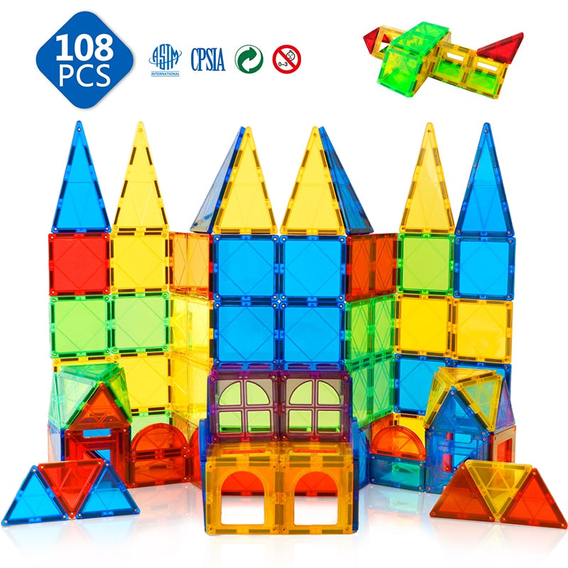 Romboss Big Size 3D Magnetic Tiles Building Blocks Magnet Constructor Brick Sets Lernspielzeug für Kinder Geschenke