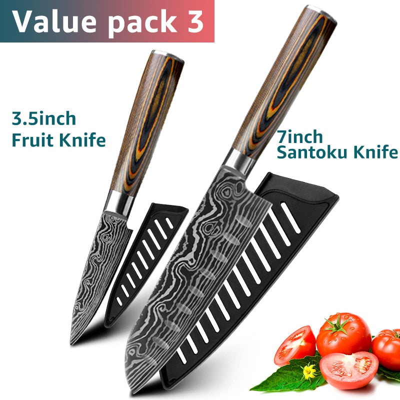 Kitchen Knives Set Stainless Steel 7CR17 Japanese Style Chef Knife Bread Meat Cleaver Paring Kitchen Knife Kitchen Accessories