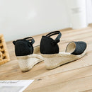 Veowalk Patchwork Handmade Women Plain Linen Sandals Wedge Espadrilles 6cm Platforms Bohemian Shoes Women Ladies Summer Pumps
