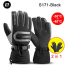 ROCKBROS Winter -40 Degree Cycling Gloves Waterproof Fleece Keep Warm Glove Touch Screen Gloves for Bicycle Moto Skiing Hiking