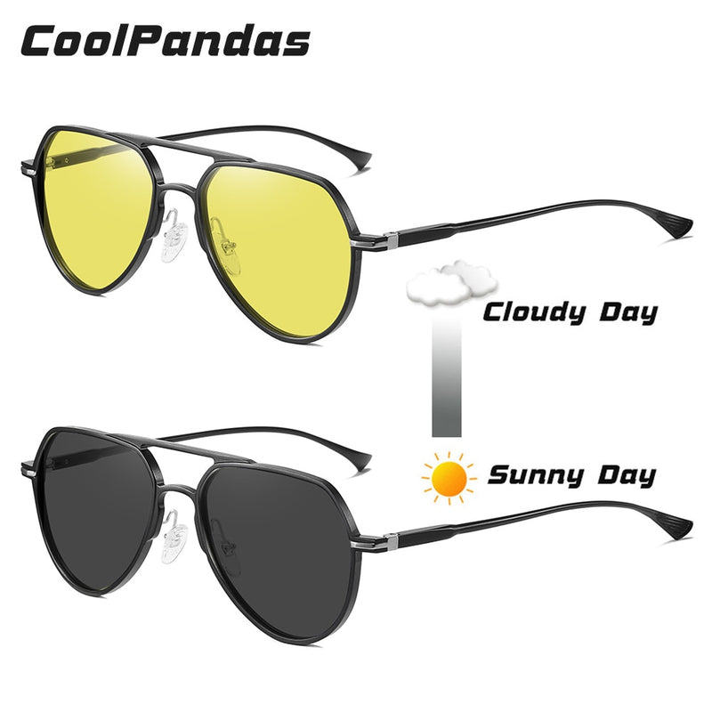 CoolPandas marca piloto gafas de sol hombres mujeres fotocromáticas día noche conducción polarizada Sun Glasse camaleón anteojos de sol hombre