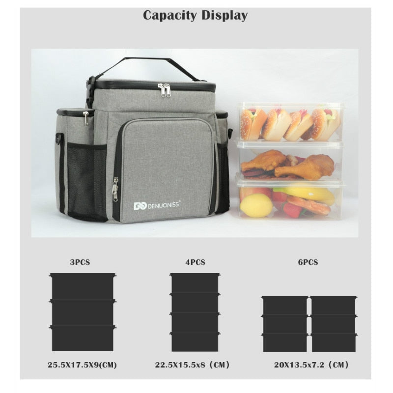 DENUONISS Newest Design Fitness Lunch Bag Adult Men/Women Insulated Bag Portable Shoulder Picnic Thermal Fruit Bag For Work