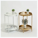 Nordic Simple Iron Double-layer Small Tea Table Corners Round Coffee Table Lving Room Mini Sofa Side Table
