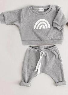 Toddler Baby Clothing Sets For Infant Baby Boys Clothes Set Rainbow Pullover+pants 2pcs Outfit Kids Costume 2023 Spring Outfit