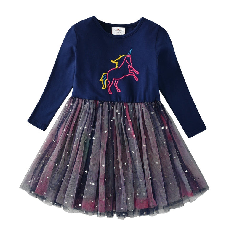 VIKITA Kids Party Dress for Girl Children Sequined Dresses Girls Star Dress Toddlers Casual Dresses Children Autumn Costumes