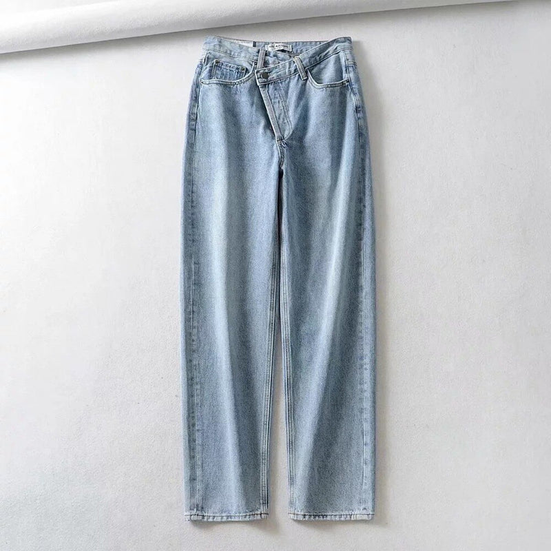 2020 Vintage High Cross Waist Mom Jeans Retro Ripped Jeans Women Boyfriend Denim Pants High Street Long Trousers blue black