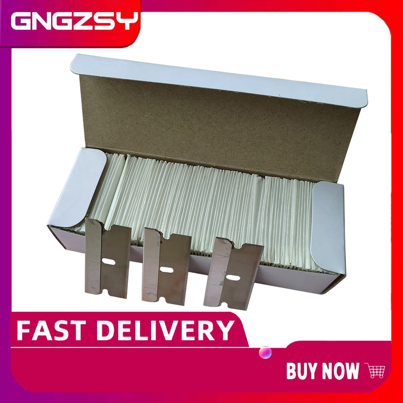 CNGZSY 100PCS Carbon Steel Razor Blades 1.5" Single Edged Tip For Automotive Glue Scraper Ceramic Oven Glass Clean Shovel