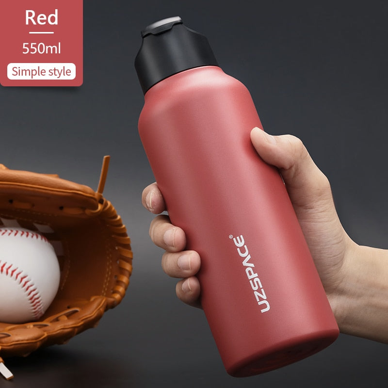 New Stainless Steel Water Bottle With Straw Direct Drinking 2 Lids Vacuum Flasks Insulated Travel Portable Thermal Climb Thermos