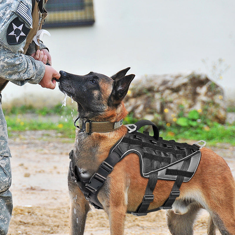 Arnés táctico militar para perros, arnés reflectante de nailon para perros, entrenamiento ajustable para perros medianos y grandes, pastor alemán