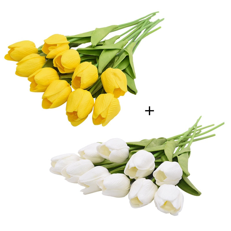 20pcs Mix Tulip Artificial Flower Real Touch Artificial Bouquet Fake Flower for Wedding Decoration Flowers Home Garden Decor