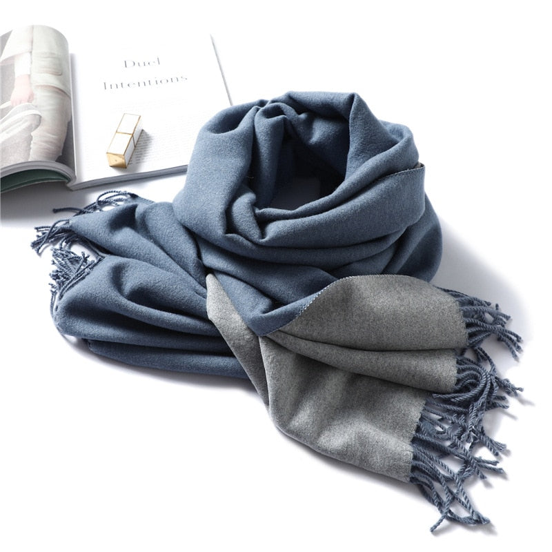 Winter-Kaschmir-Schal-Frauen-dicke warme Tücher wickelt Dame feste Schal-Art- und Weisequasten-Pashmina-Decke-Qualitäts-Foulard 2022 neu ein