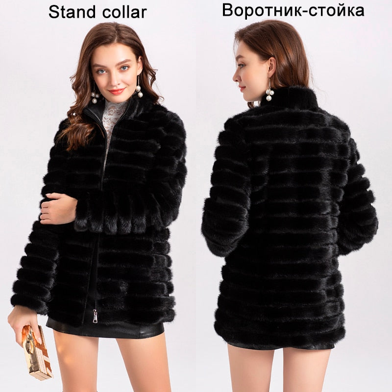 Natural Mink Coats Women Winter Real Fur Mink Jacket Female Genuine Fur Coat Hooded Black Fashion Luxury Clothes Ladies 2022 New