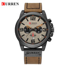 Relojes CURREN para hombre, marca de lujo, reloj de pulsera deportivo resistente al agua, cronógrafo, cuarzo, militar, cuero genuino, reloj Masculino