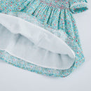 Kids Little Girls Handmade Smocked Floral Flower Print Dresses 2023 Spring Summer Toddler Girl Princess Vintage Smock Dress