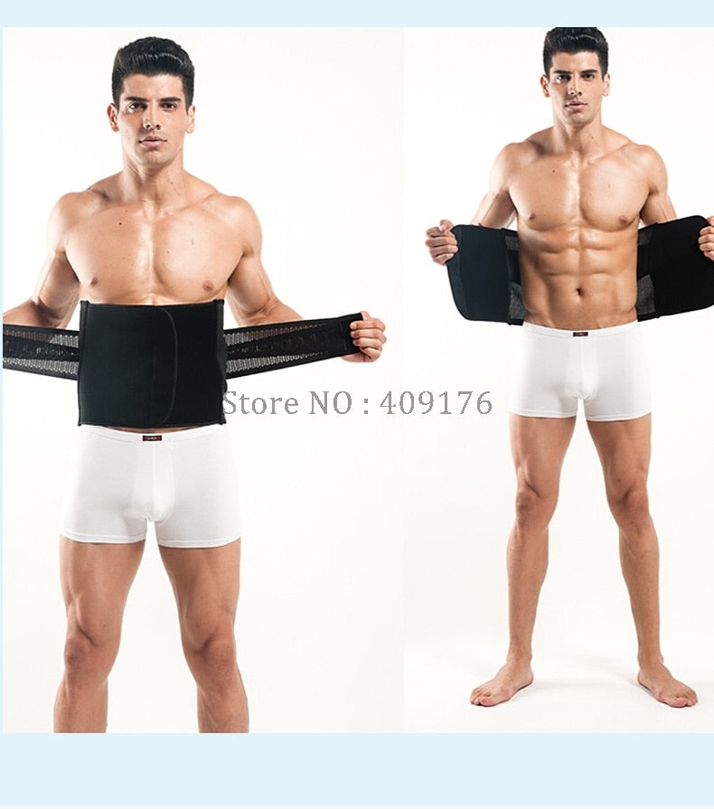 Men Sweat Girdle Shaper Slimming Abdominal Belt Waist Cinchers Back Posture Corrector Body Band