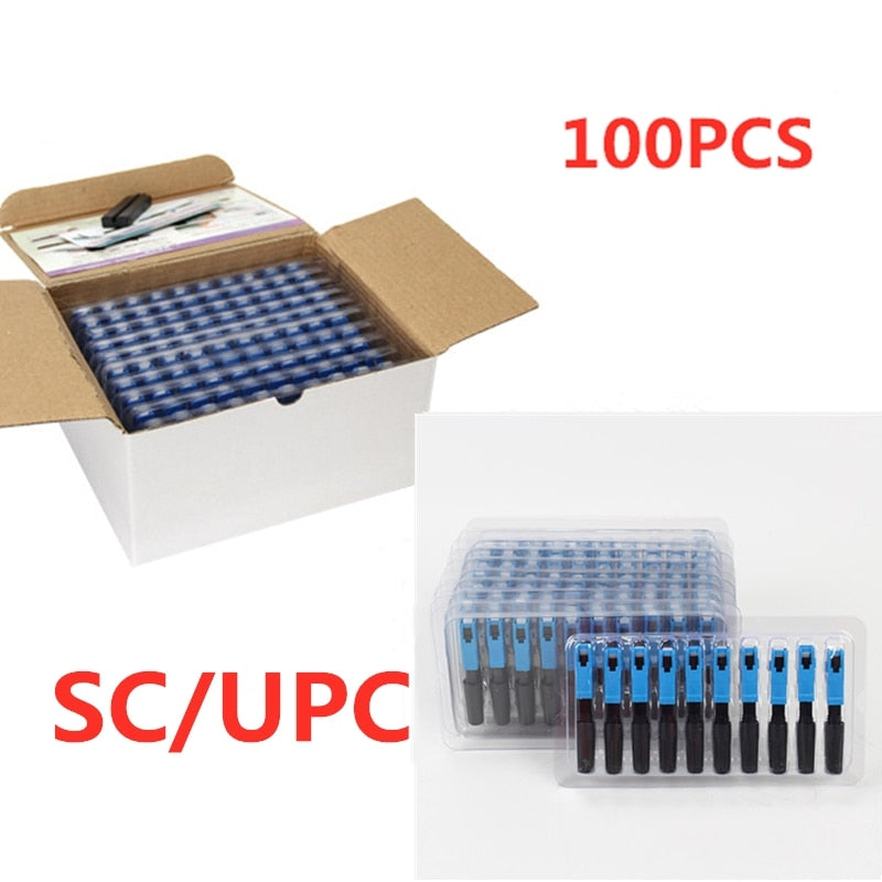 100 PCS Embedded SC UPC Fiber Optic Fast Connector FTTH single-mode fiber optic SC  quick connector SC adapter Field Assembly