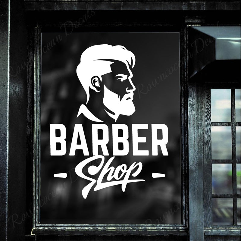 Barber Shop Wall Stickers Vinyl Hairstylist Barbershop Hair Salon Window Decals Removable Self Adhesive Murals Wallpaper 4549