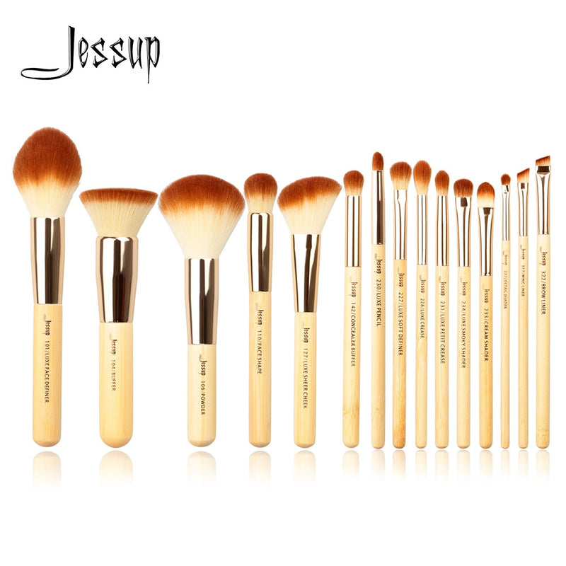 Jessup Bamboo 15-teiliges Beauty Professional Make-up-Pinsel-Set Make-up-Pinsel-Werkzeug-Set Foundation Powder Definer Shader Liner