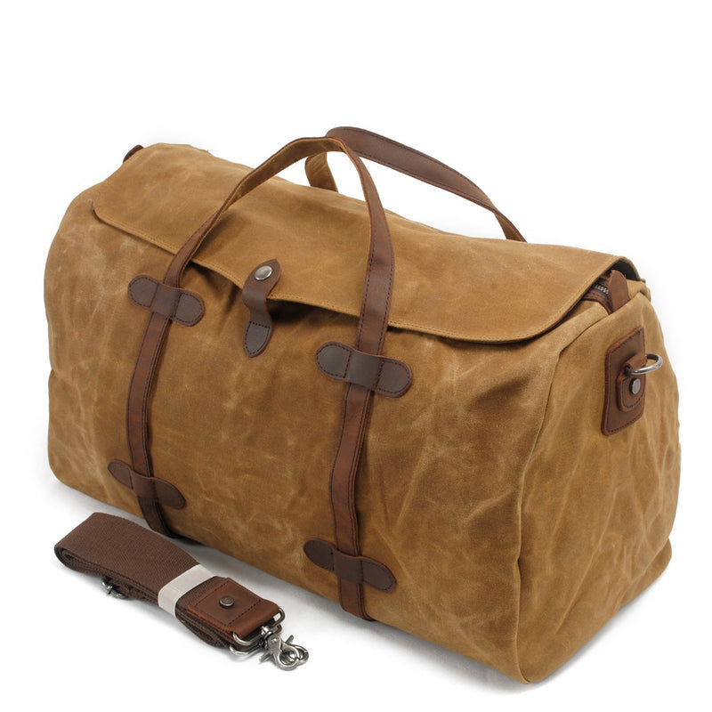 MUCHUAN Vintage puro algodón lona cuero viaje Duffle bolsas de gran capacidad fin de semana bolsa de noche hombres equipaje de mano grande