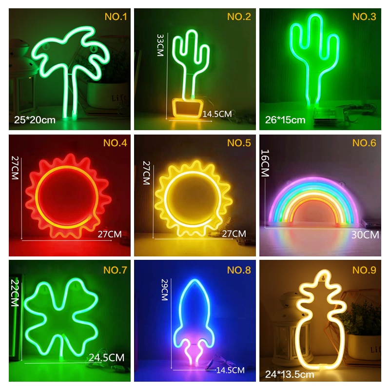 Led Neon Light Colorful Rainbow Art Sign Hanging Night Lamp For Home Party Wedding Bedroom Decoration Xmas Gift Neon Lamp