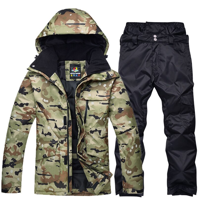 Nuevo traje de esquí de camuflaje para hombre, impermeable, transpirable, chaqueta de Snowboard, pantalones de nieve de invierno, trajes, conjuntos de esquí y snowboard para hombre