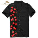 SISHION L-2XL Camisa de hombre ST110 Manga corta Negro Rojo Rockabilly Algodón Casual Camisas de bolos para hombres camisa masculina