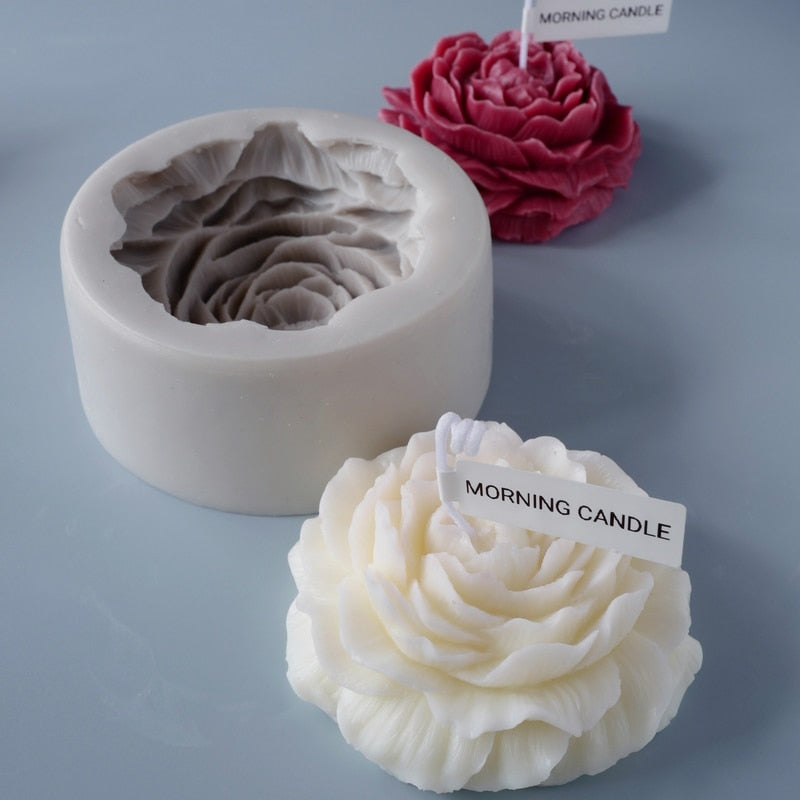 Aromatherapy candle Mold handmade diy aromatherapy candle silicone mold large peony handmade soap model plaster mold