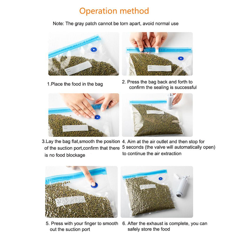 17/20Pcs Vacuum Sealer Bags Reusable Food Storage bag Household Vacuum Food Sealer Ziplock Bag With Hand Pump Sealing Clips