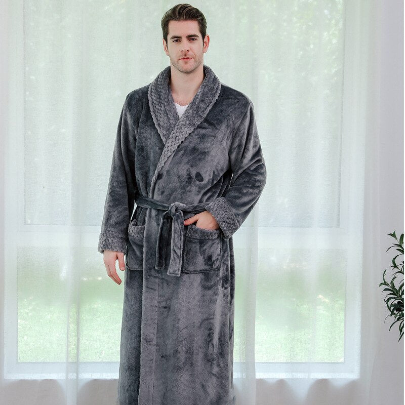 Damen Herren Winter Plus Size Flanell Robe Extra Lang Mit Kapuze Warmer Bademantel Liebhaber Dicker Kimono Bademantel Herren Morgenmantel Roben