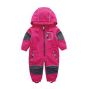 HONEYKING Children's Soft Shell Overalls Plus Velvet Rompers Windproof Rainproof Jumpsuit Waterproof Jumpsuit Kids Warm Jumpsuit