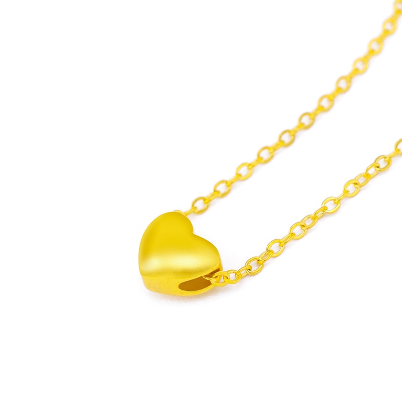 HOYON Necklace for Women Wedding Jewelry 18k Pure Gold Color 45cm 18&#39;&#39; Fashion Matte Love Heart Pendant Clavicle Chain Chocker