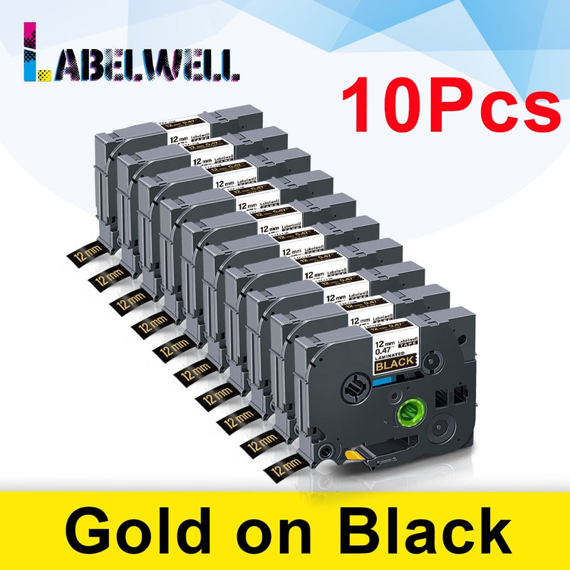 Labelwell 10pcs laminated Compatible for label tape 231 131 6/9/12mm Black on white tape 431 531 631 131 221 211 Printer Ribbon