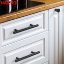 NAIERDI 20PCS Stainless Steel T Bar Furniture Handle Brushed Gold Kitchen Handle Black Cabinet Pull with Cuttable Bamboo Screw