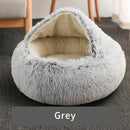 HOOPET Katzenbett, rundes Katzennest, Welpenhöhle, langes Plüsch-Haustierbett, warmes Katzenbett, 2-in-1-Katzenkissen, Schlafsofa