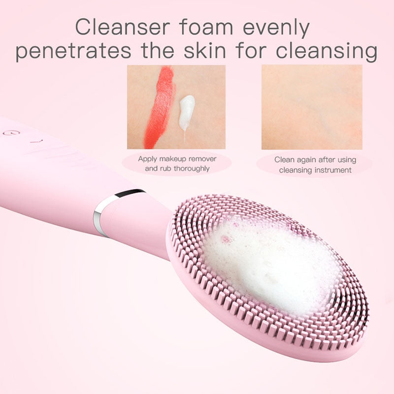 Facial Cleaning Brush Electric Cleaning Brush USB Rechargeable Waterproof Silicone Pore Cleaner Skin Massage Facial Cleansing