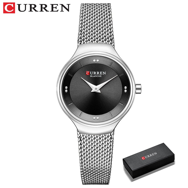 Elegant Women Watches CURREN Fashion Quartz Stainless Steel Mesh Watch Female Simple Wristwatch for Ladies Clock reloj mujer