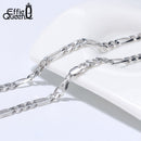 Effie Queen Italy Real 925 Silver Diamond-Cut Figaro Chain Necklace 5mm Wide 40-60cm Long Woman Man Neck Chain Jewelry Gift SC34