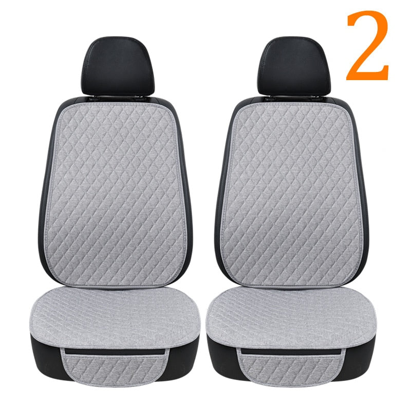 Funda protectora de verano para asiento de coche, cojín de asiento de lino para respaldo delantero y trasero de lino automático, almohadilla para Interior automotriz, camión, Suv, furgoneta