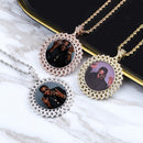 TOPGRILLZ Custom Made Photo Round Medallions Necklace & Pendant with 4mm Tennis Chain Gold Silver Cubic Zircon  Hip hop Jewelry