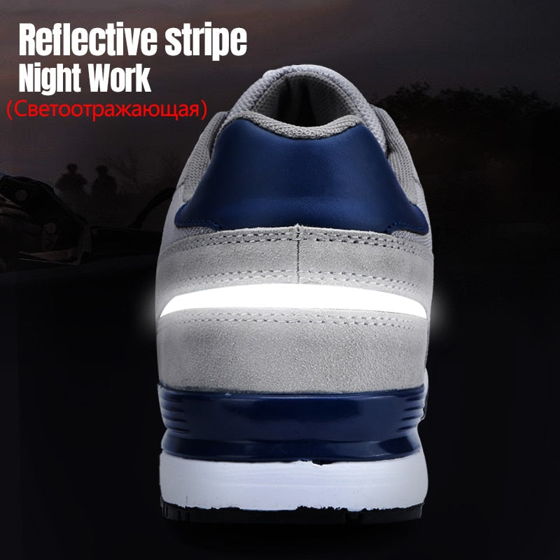 LARNMERN Men's Work Safety Shoes Steel Toe Construction Sneaker Breathable Lightweight Anti-smashing Anti-static Non-slip shoe