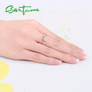 SANTUZZA Silver Ring For Women 925 Sterling Silver Heart Female Rings Rose Gold Color Cubic Zirconia Ring Set  Fashion Jewelry