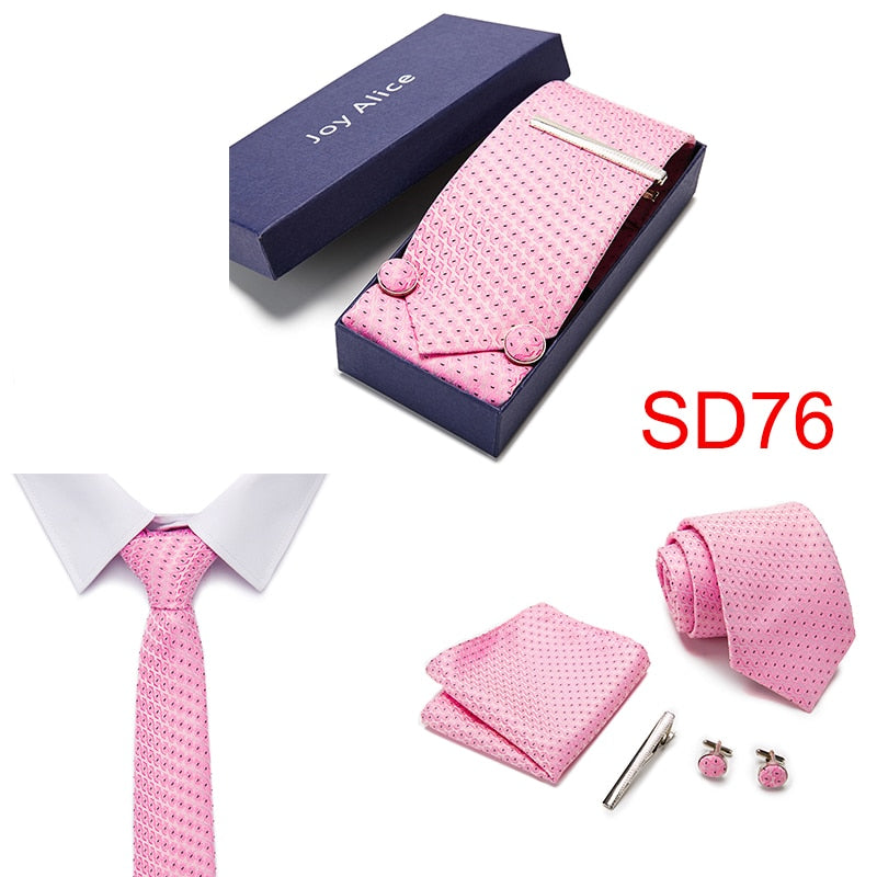 Gift Box 38 styles Tie Set Hanky Cufflinks With Gift Box Jacquard Woven Neckties Set For Men Wedding Party Lots of  accessories
