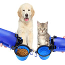 Portable 2 in 1 Pet Folding Water Bottle Food Container With Folding Silicone Pet Bowl Outdoor Travel Dog Cat Feeder Cup Bowl