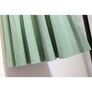 TIGENA Korean School Knit Midi Skirt Women Fashion 2021 Autumn Winter Casual Knee Length High Waist Pleated Skirt Female Green
