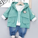 3 Pieces Baby Boy Clothes Set Infant Kids Zipper Jacket + T Shirt + Jeans Child Costume Children Clothing